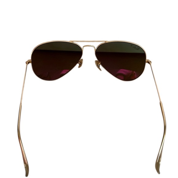 Ray-Ban Pink Polarized Aviator Flash Lenses Gold Frame Sunglasses - Picture 7 of 9